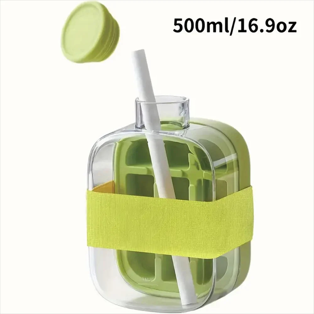 2 In 1 Ice Cube Bottle with Straw