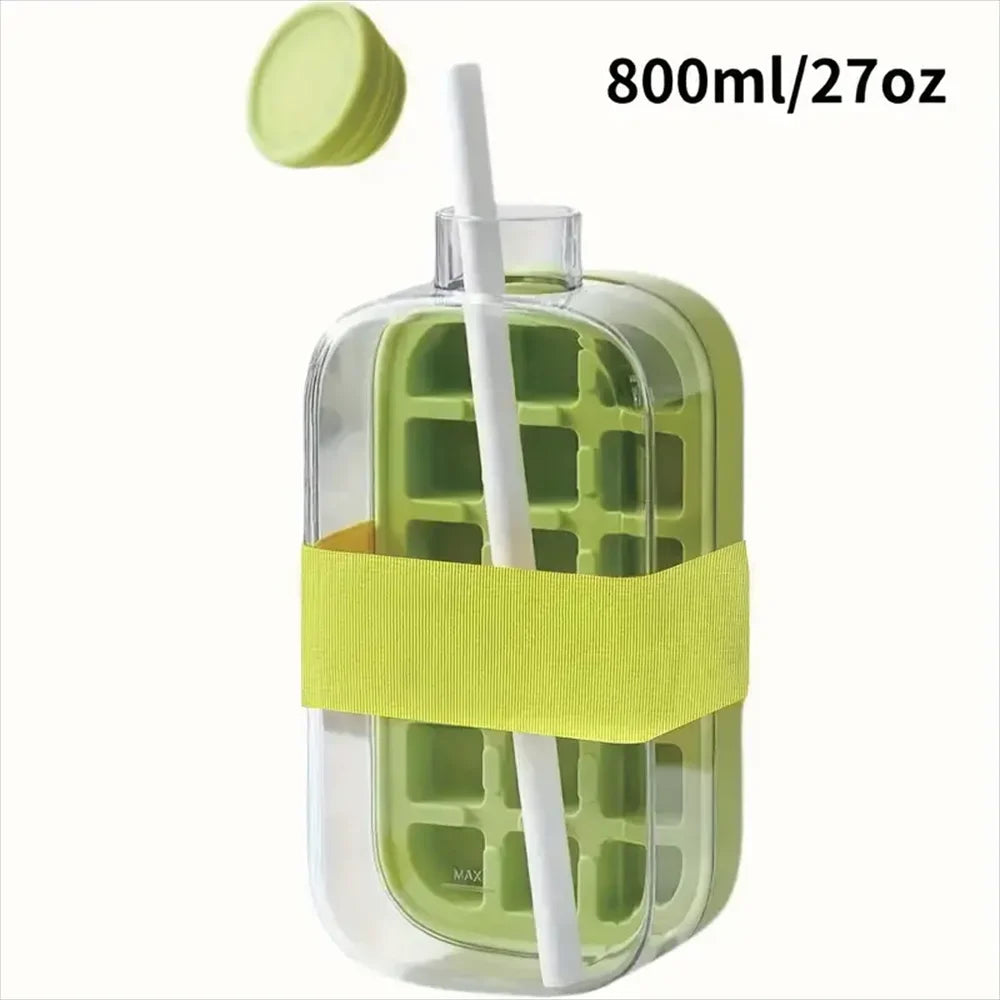 2 In 1 Ice Cube Bottle with Straw