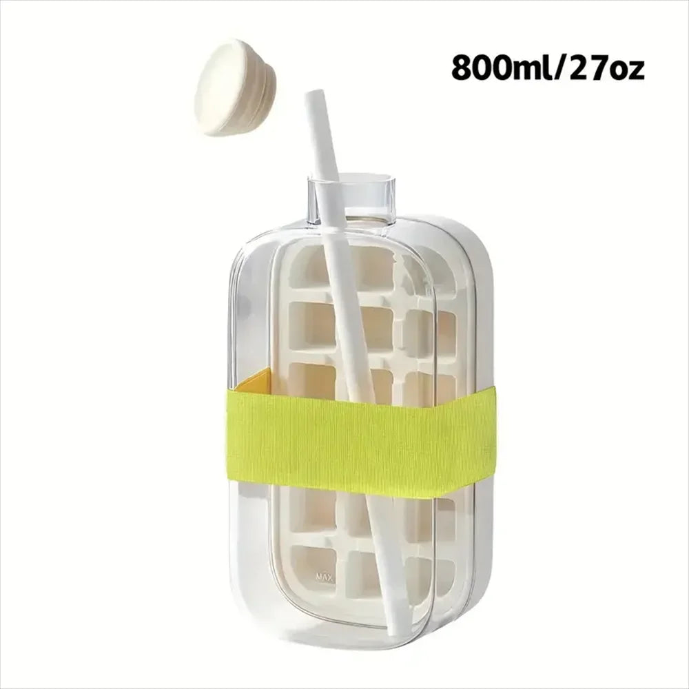 2 In 1 Ice Cube Bottle with Straw