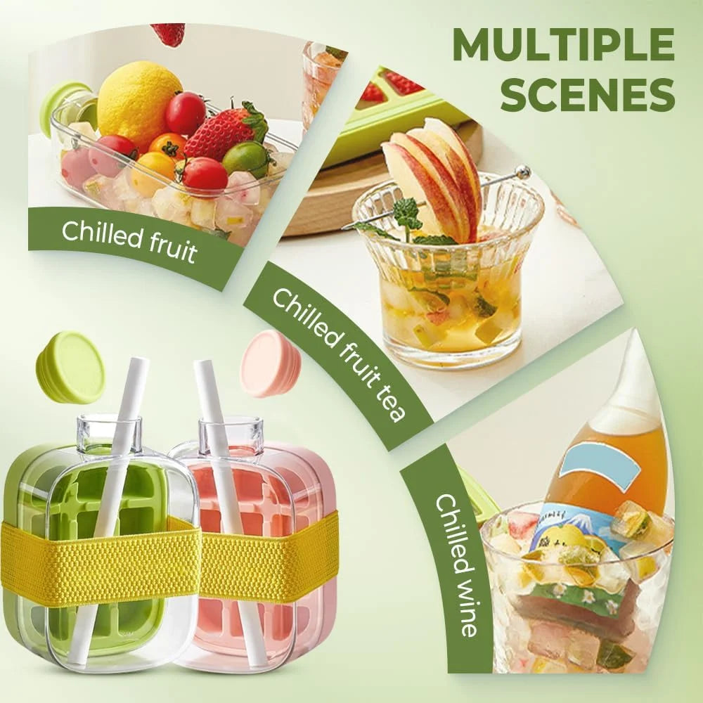 2 In 1 Ice Cube Bottle with Straw